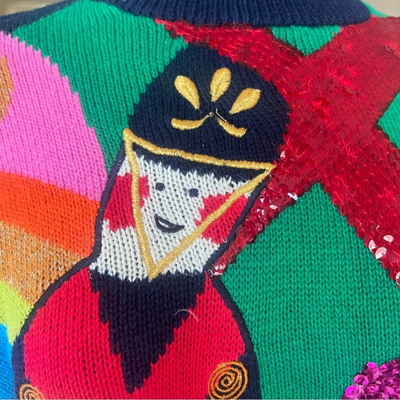 I.B. DIFFUSION SPORT CHRISTMAS SWEATER VINTAGE SEQUENCE RARE FIND WOMENS LARGE - Picture 13 of 16